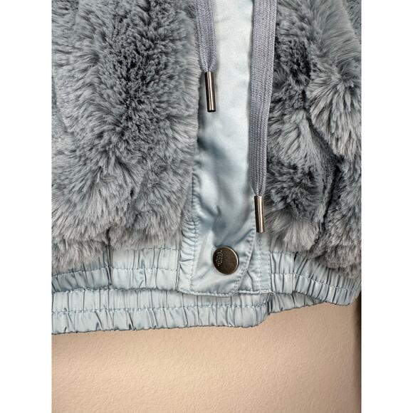 FREE PEOPLE MOVEMENT Love It Soft Faux Fur Zip Up Hoodie Jacket Blue Size XS - Picture 7 of 10